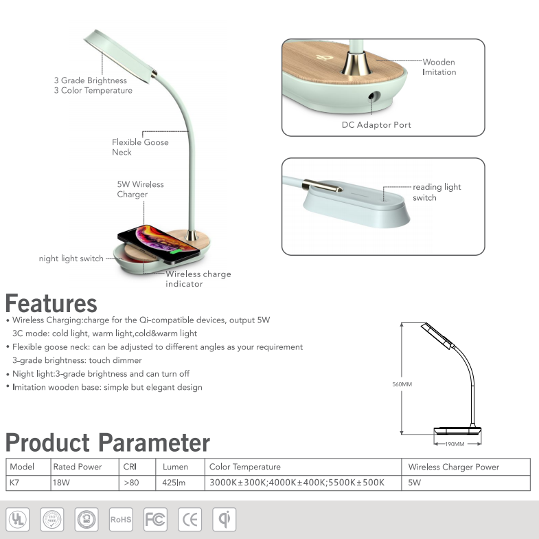 Lamp with wireless charger